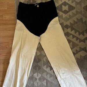 NINAMOUNAH western white silk/black wool pants